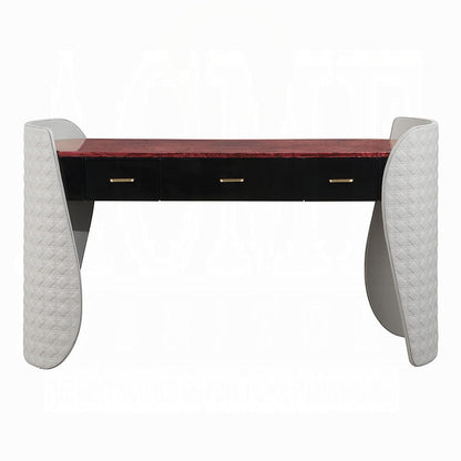 ACME Furniture - Jamonica - Vanity Desk - Gray Synthetic Leather & Glossy Wood Grain Top  - AC20020 view 2