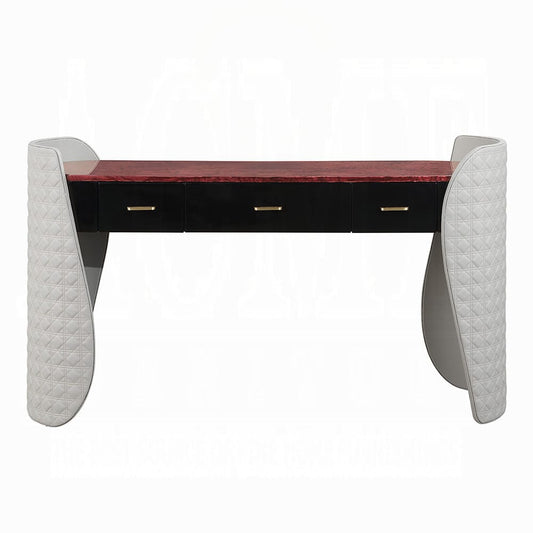 ACME Furniture - Jamonica - Vanity Desk - Gray Synthetic Leather & Glossy Wood Grain Top  - AC20020 view 2