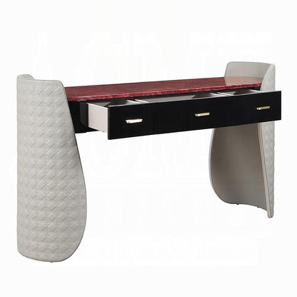 ACME Furniture - Jamonica - Vanity Desk - Gray Synthetic Leather & Glossy Wood Grain Top  - AC20020 view 3