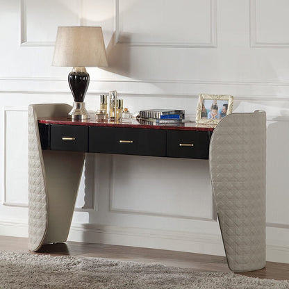 ACME Furniture - Jamonica - Vanity Desk - Gray Synthetic Leather & Glossy Wood Grain Top  - AC20020 view 4