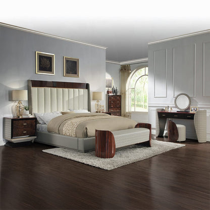 ACME Furniture - Jamonica - Vanity Desk - Gray Synthetic Leather & Glossy Wood Grain Top  - AC20020 view 6