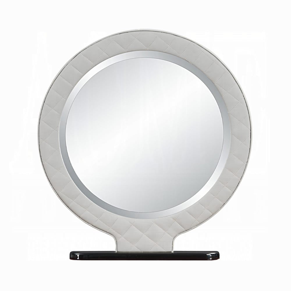 ACME Furniture - Jamonica - Vanity Mirror - Gray Synthetic Leather & Glossy Wood Grain Top  - AC20022 view 2