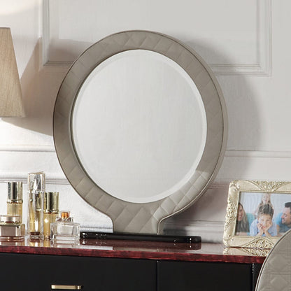 ACME Furniture - Jamonica - Vanity Mirror - Gray Synthetic Leather & Glossy Wood Grain Top  - AC20022 view 3