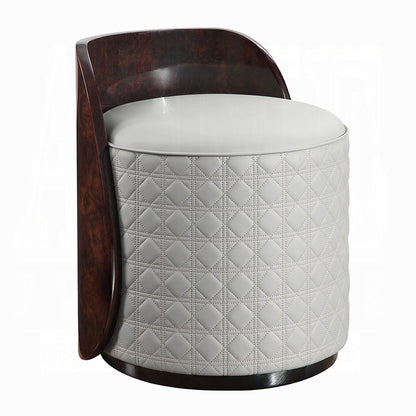 ACME Furniture - Jamonica - Vanity Stool - Gray Synthetic Leather & Glossy Wood Grain Top  - AC20021 view 1