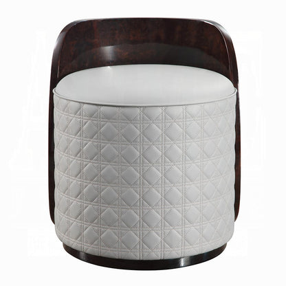 ACME Furniture - Jamonica - Vanity Stool - Gray Synthetic Leather & Glossy Wood Grain Top  - AC20021 view 2