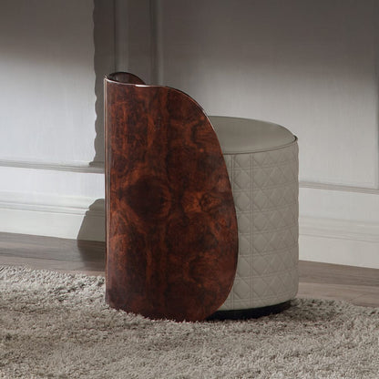 ACME Furniture - Jamonica - Vanity Stool - Gray Synthetic Leather & Glossy Wood Grain Top  - AC20021 view 3