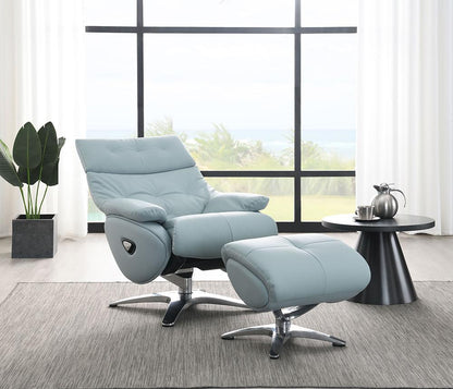 ACME Furniture - Janella Accent Chair w/Swivel & Ottoman - Babyblue Top Grain Leather - AC02990 veiw 1