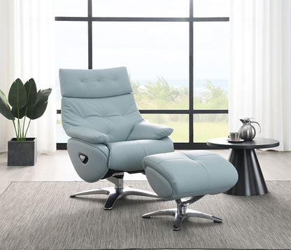 ACME Furniture - Janella Accent Chair w/Swivel & Ottoman - Babyblue Top Grain Leather - AC02990 veiw 2