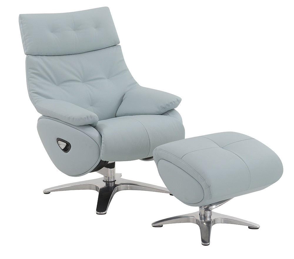 ACME Furniture - Janella Accent Chair w/Swivel & Ottoman - Babyblue Top Grain Leather - AC02990 veiw 3