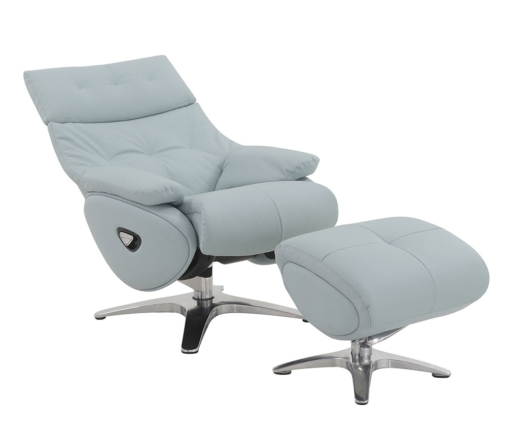 ACME Furniture - Janella Accent Chair w/Swivel & Ottoman - Babyblue Top Grain Leather - AC02990 veiw 4