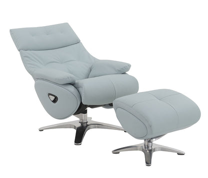 ACME Furniture - Janella Accent Chair w/Swivel & Ottoman - Babyblue Top Grain Leather - AC02990 veiw 4