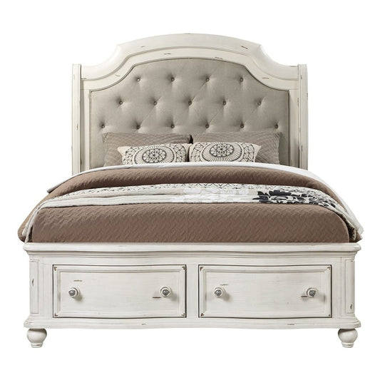 ACME Furniture - Jaqueline - Eastern King Bed - Gray Linen & Antique White Finish - BD01432EK view 2