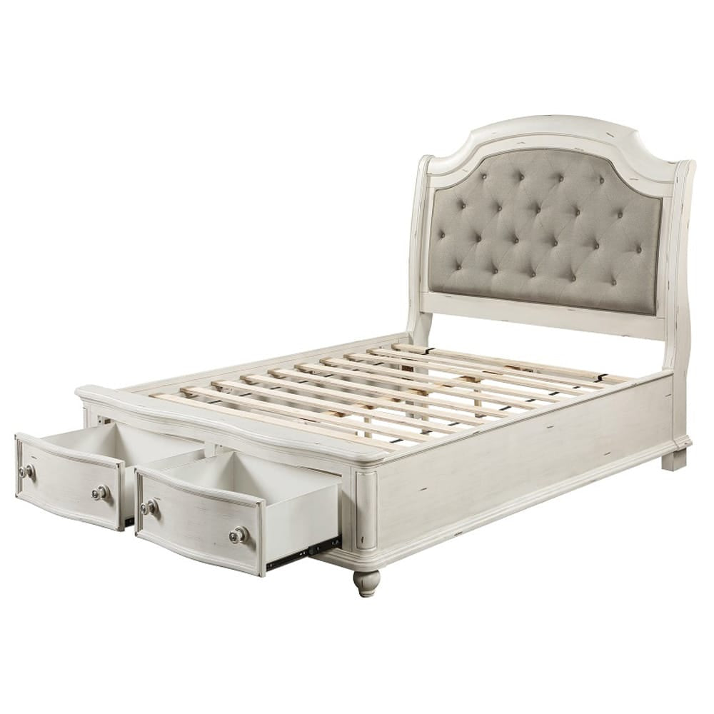 ACME Furniture - Jaqueline - Eastern King Bed - Gray Linen & Antique White Finish - BD01432EK view 4