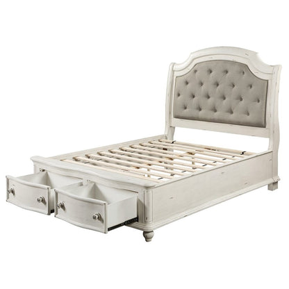 ACME Furniture - Jaqueline - Eastern King Bed - Gray Linen & Antique White Finish - BD01432EK view 4