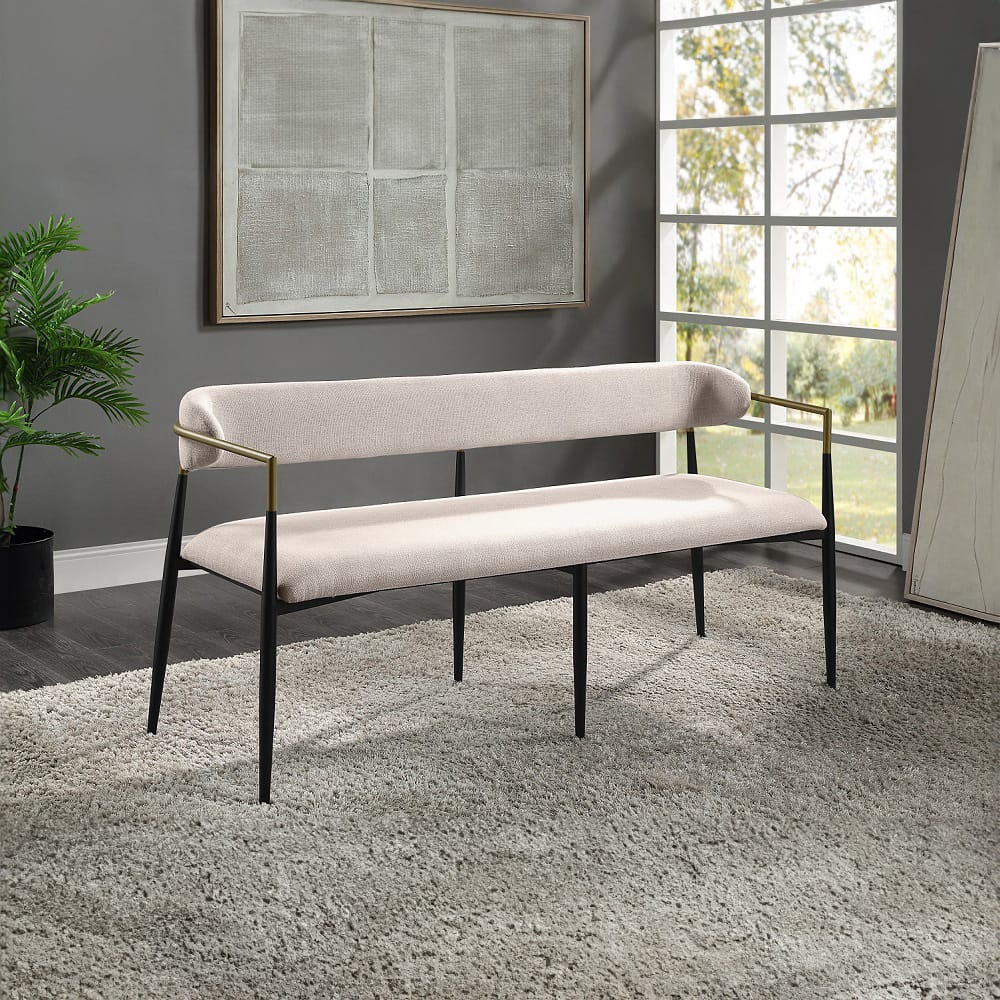 ACME Furniture - Jaramillo - Bench - Beige Linen & Black  - DN02698 view 3