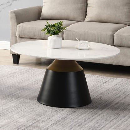 ACME Furniture - Jaramillo - Coffee Table - White Engineered  Marble Top & Black  - LV04045 view 4
