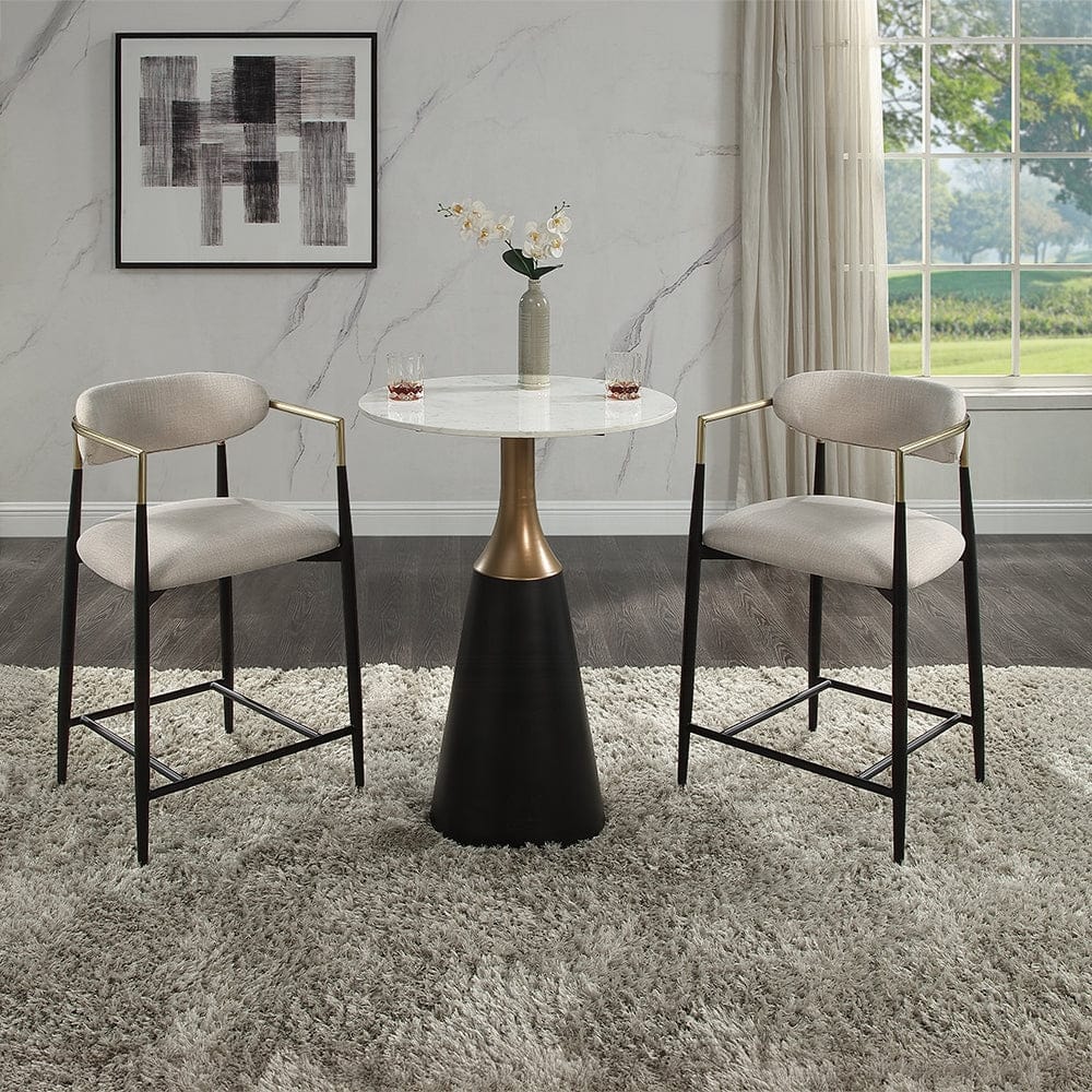 ACME Furniture - Jaramillo Counter Height Table - Natural Marble Top & Black Finish - DN02655 view 4