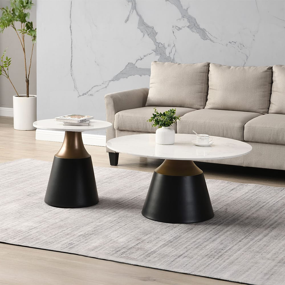 ACME Furniture - Jaramillo - End Table - White Engineered  Marble Top & Black  - LV04046 view 5