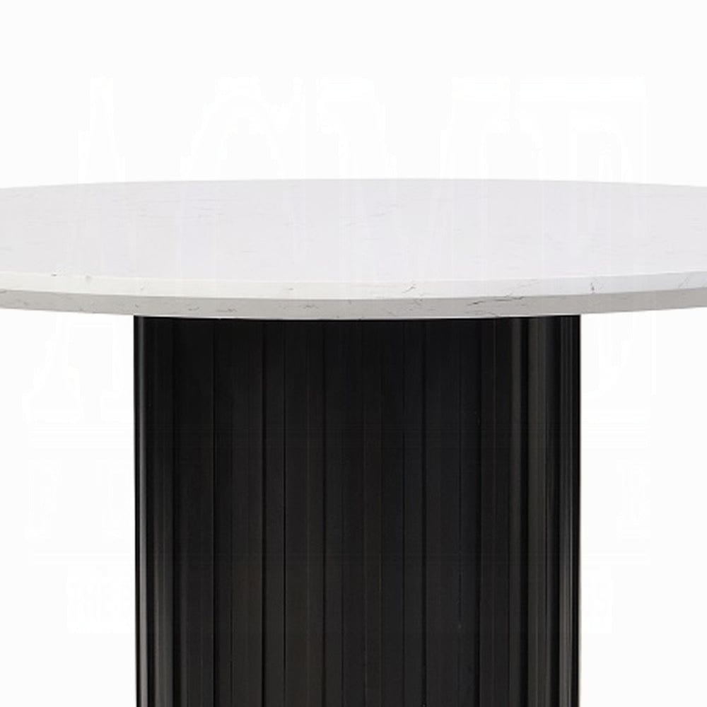 ACME Furniture - Jaramillo Round Dining Table - Engineering Marble Top & Black - DN02141 view 3