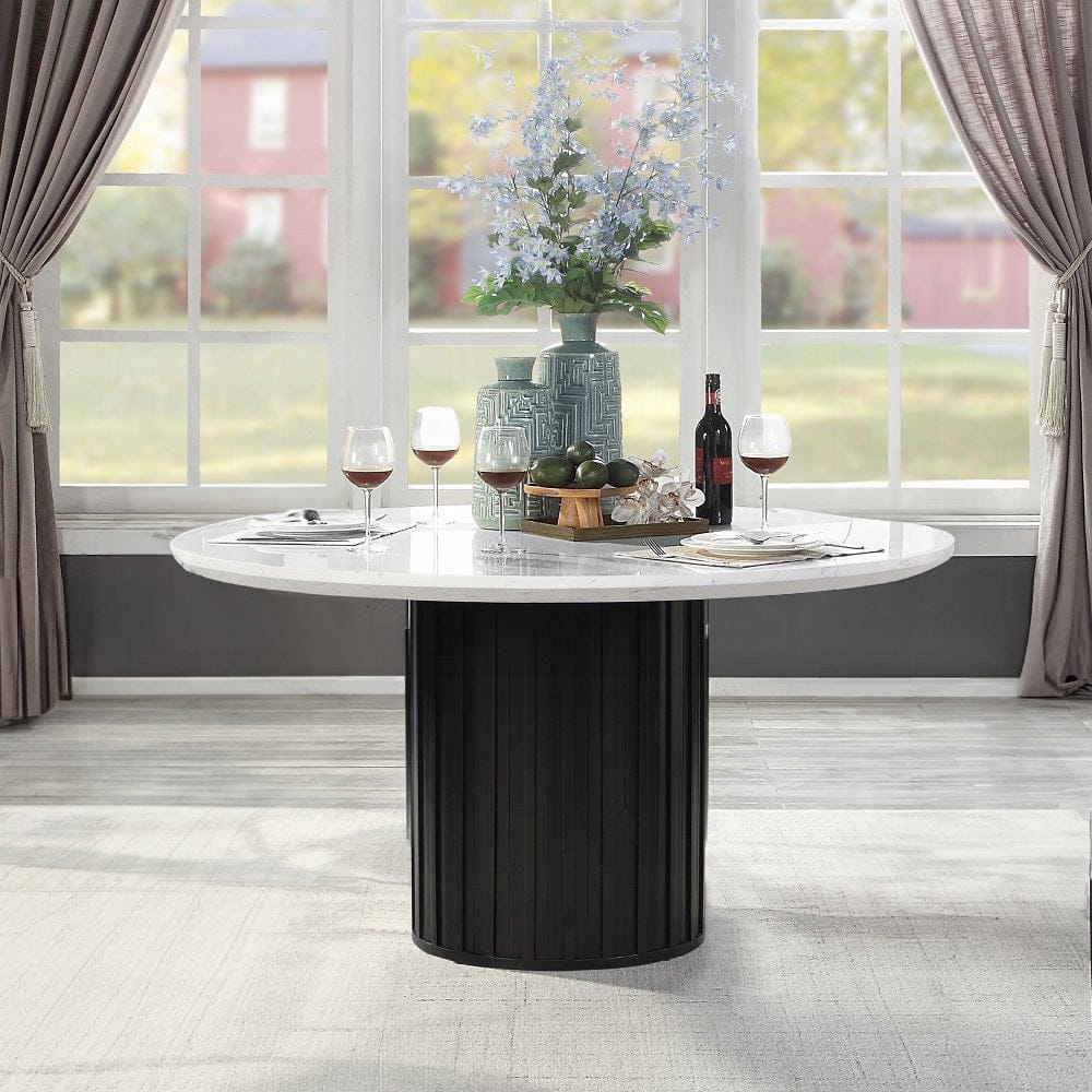 ACME Furniture - Jaramillo Round Dining Table - Engineering Marble Top & Black - DN02141 view 5