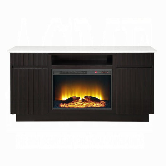 ACME Furniture - Jaramillo - Server w/Natural Marble Top & Fireplace - Engineered Marble & Rustic Espresso  - DN02718 view 2