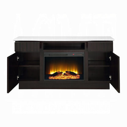 ACME Furniture - Jaramillo - Server w/Natural Marble Top & Fireplace - Engineered Marble & Rustic Espresso  - DN02718 view 3