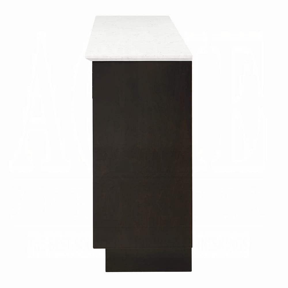 ACME Furniture - Jaramillo - Server w/Natural Marble Top & Fireplace - Engineered Marble & Rustic Espresso  - DN02718 view 4