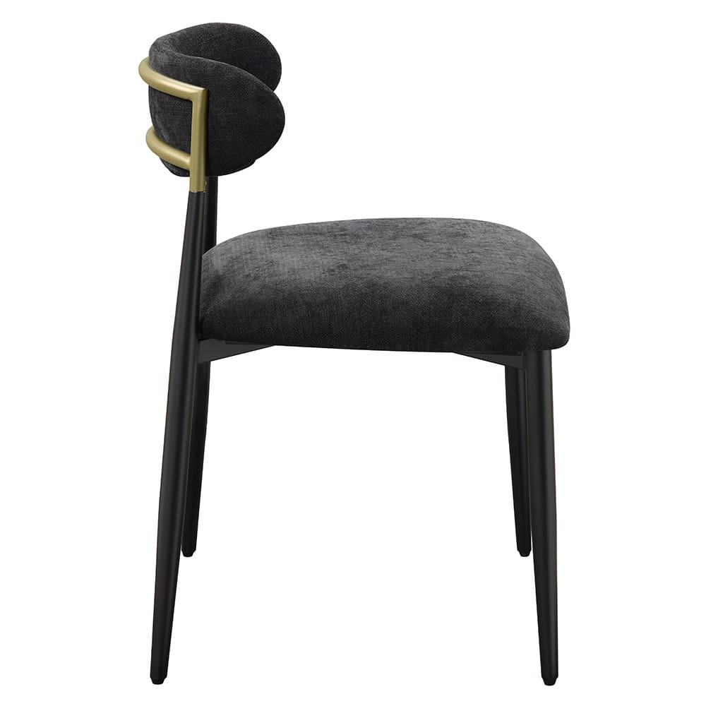 ACME Furniture - Jaramillo - Side Chair (Set of 2) - Black Chenille & Black  - DN02693A view 4
