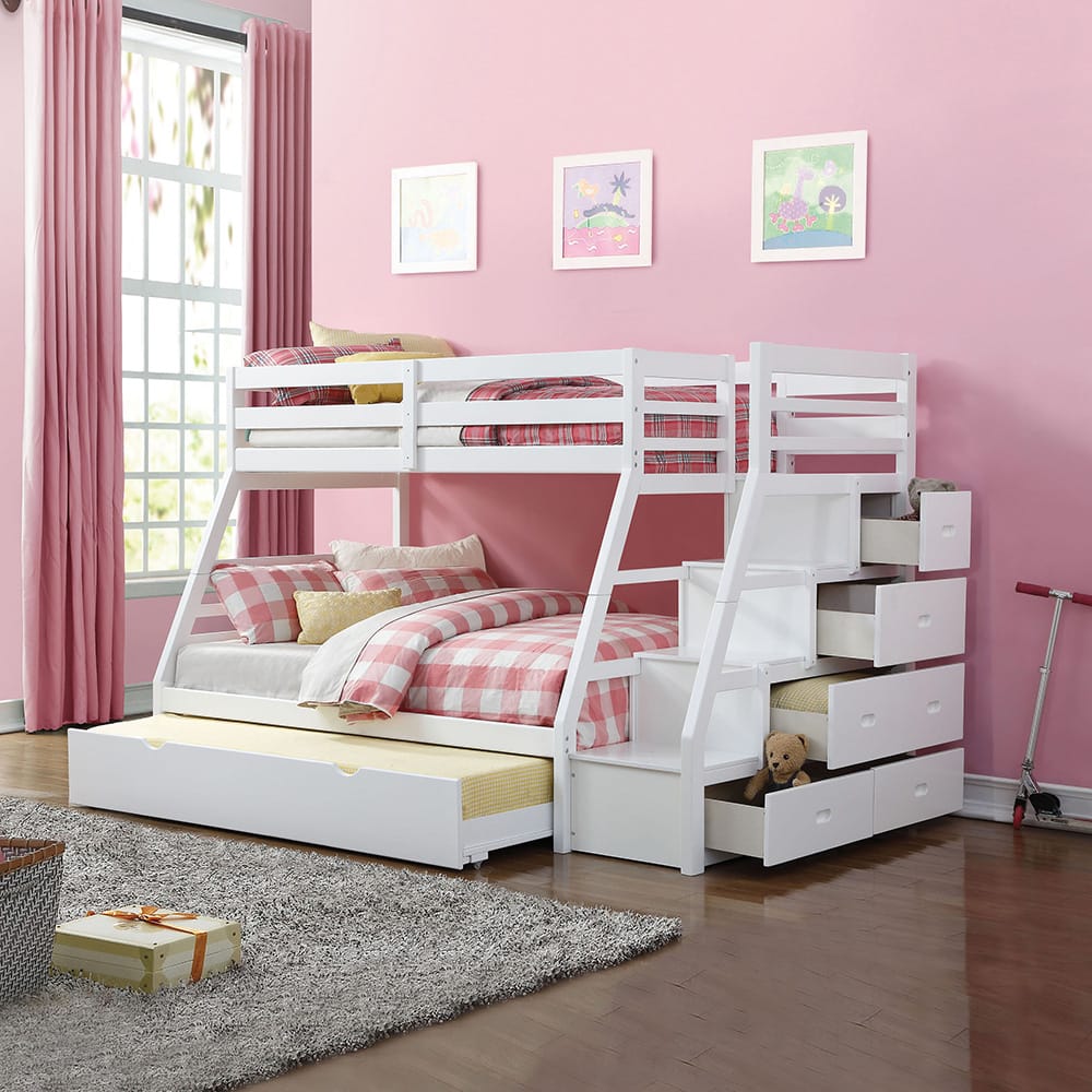 ACME Furniture - Jason (Storage) - Bunk Bed (T/F) w/Trundle (Full) & Storage - White - 37105A view 6