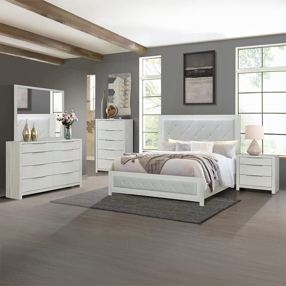 ACME Furniture - Jehoram - Eastern King Bed - Beige Linen & Beige  - BD04351EK view 5
