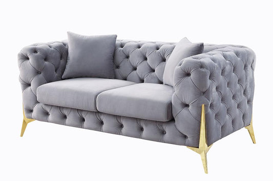 ACME Furniture - Jelanea Loveseat w/2 Pillows - Gray Velvet & Gold Finish - LV01407 veiw 1