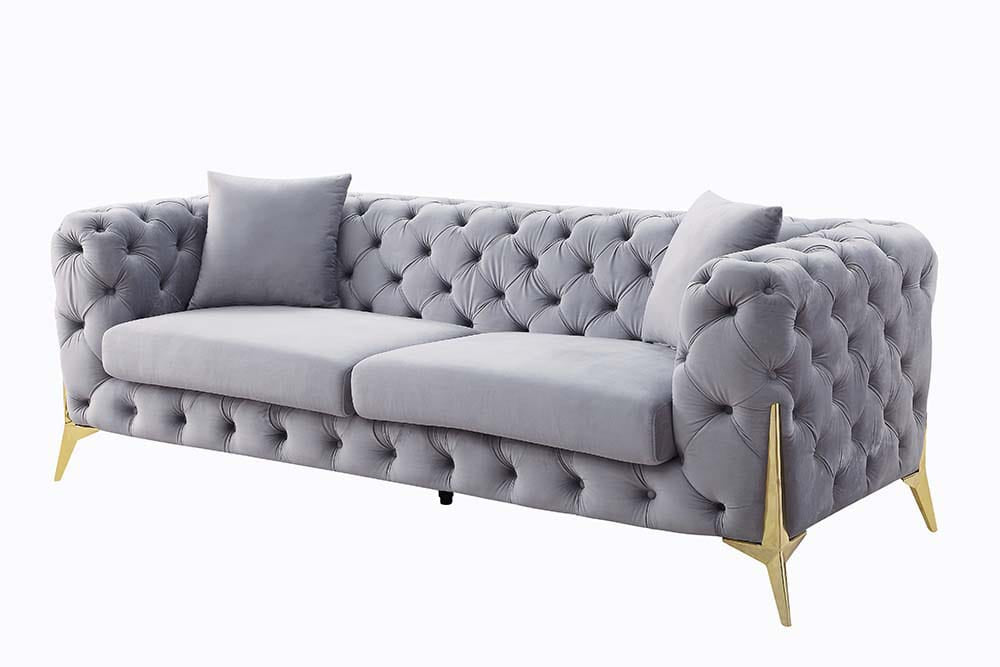 ACME Furniture - Jelanea - Sofa w/2 Pillows - Gray Velvet & Gold Finish - LV01406 view 1
