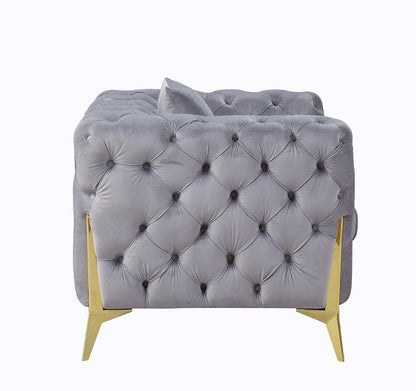 ACME Furniture - Jelanea - Sofa w/2 Pillows - Gray Velvet & Gold Finish - LV01406 view 3