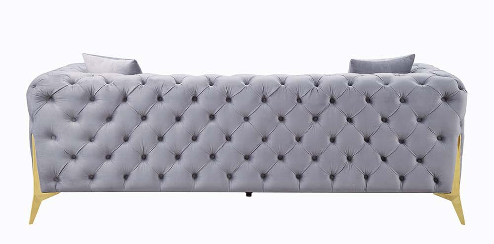 ACME Furniture - Jelanea - Sofa w/2 Pillows - Gray Velvet & Gold Finish - LV01406 view 4
