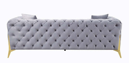 ACME Furniture - Jelanea - Sofa w/2 Pillows - Gray Velvet & Gold Finish - LV01406 view 4
