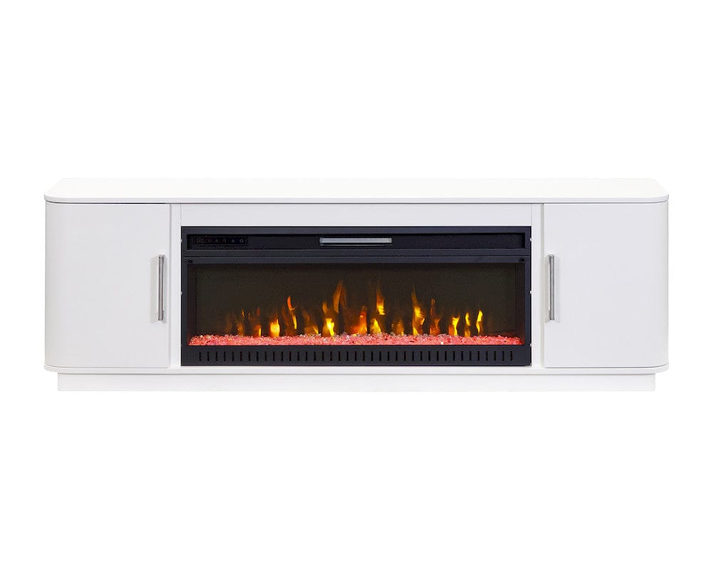 Martin Furniture - Uptown - Modern 76" Fireplace Console, Entertainment Storage, TV Stand, Fully Assembled, White - IMUP370FPW view 2