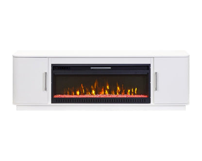 Martin Furniture - Uptown - Modern 76" Fireplace Console, Entertainment Storage, TV Stand, Fully Assembled, White - IMUP370FPW view 2