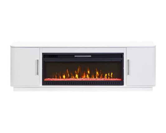 Martin Furniture - Uptown - Modern 76" Fireplace Console, Entertainment Storage, TV Stand, Fully Assembled, White - IMUP370FPW view 2