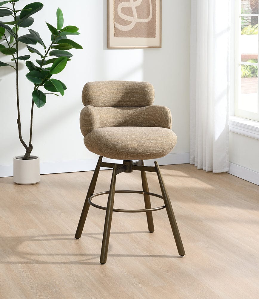 ACME Furniture - Jena - Counter Height Chair w/Swivel - Taupe Chenille & Bronze - DN03808 view 