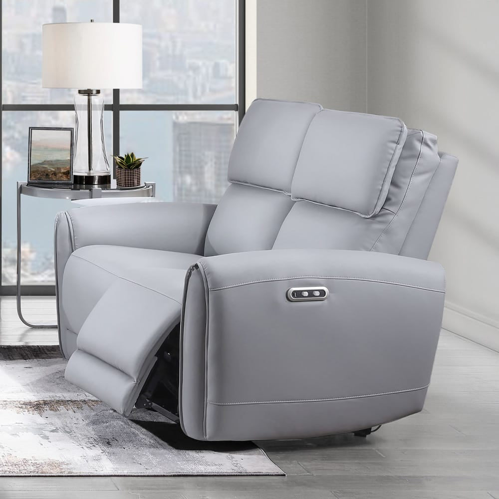 ACME Furniture - Jeromie - Power Motion Loveseat  w/USB Port  - Gray Synthetic Leather - LV03336 view 7