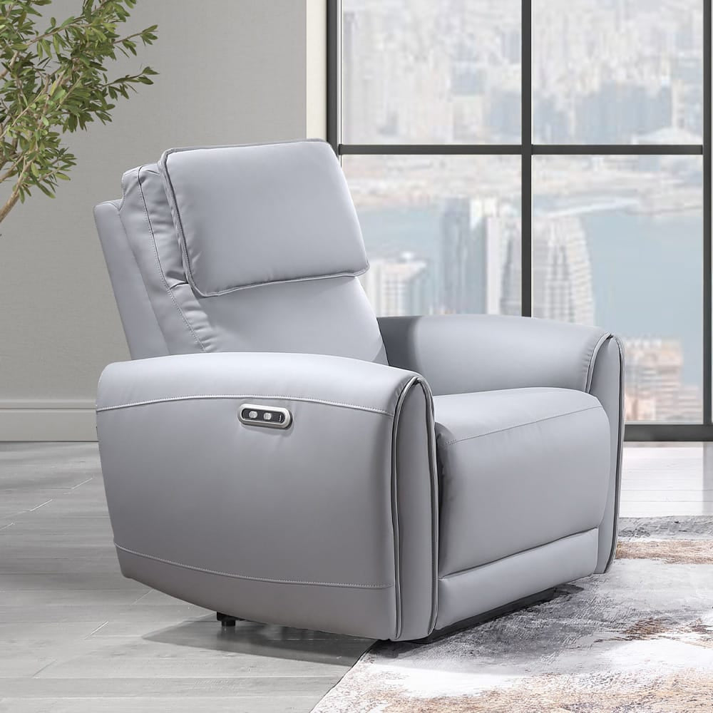ACME Furniture - Jeromie - Power Motion Recliner  w/USB Port  - Gray Synthetic Leather - LV03337 view 7