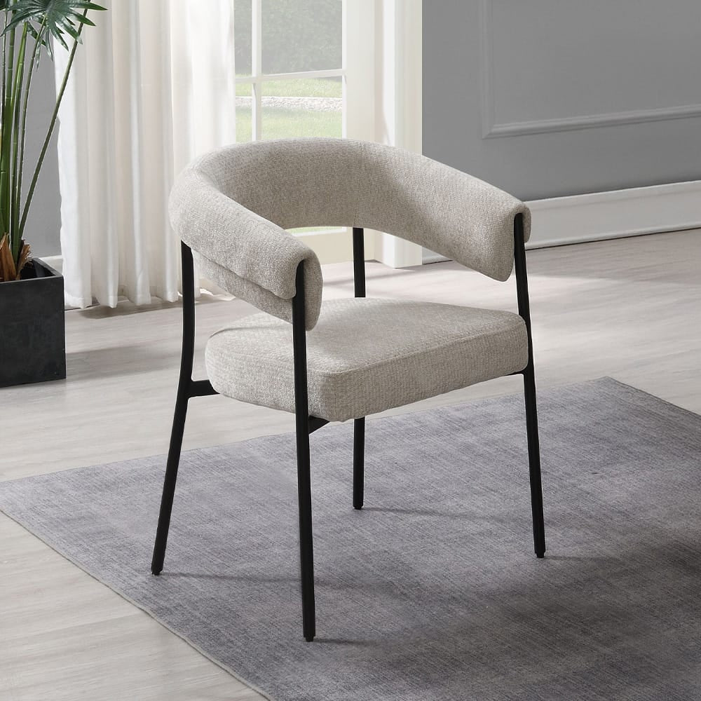 ACME Furniture - Jirina - Arm Chair (Set of 2) - Beige Chenille & Black  - DN03676 view 5