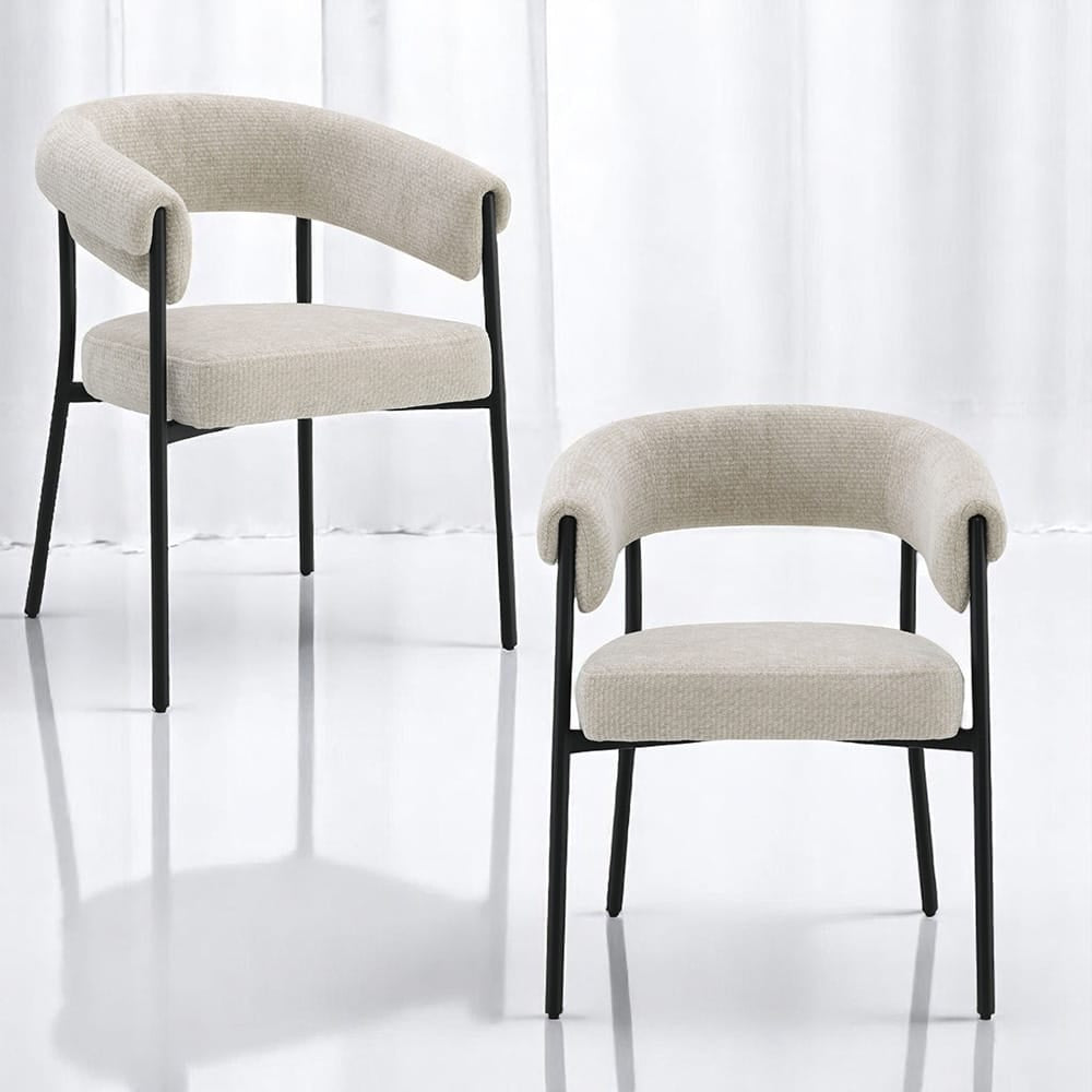 ACME Furniture - Jirina - Arm Chair (Set of 2) - Beige Chenille & Black  - DN03676 view 6