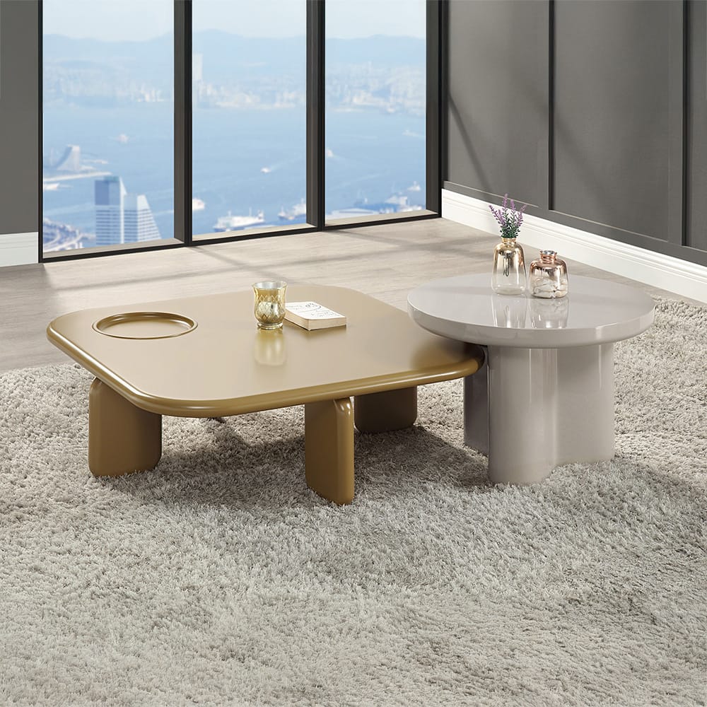 ACME Furniture - Joane - Coffee Table - Yellowish Brown & Light Gray High Gloss  - LV03745 view 5