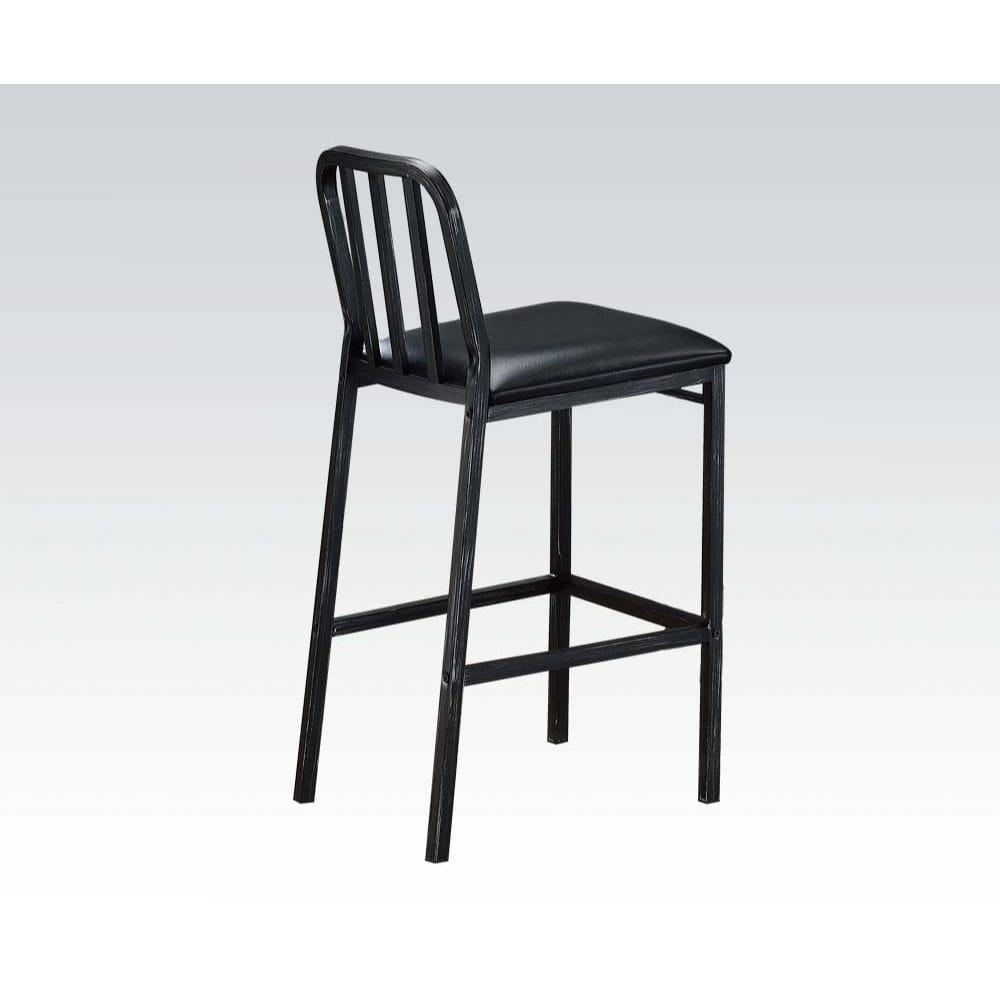 ACME Furniture - Jodie - Bar Chair (Set of 2) - Black Synthetic Leather & Antique Black - 71992 view 2