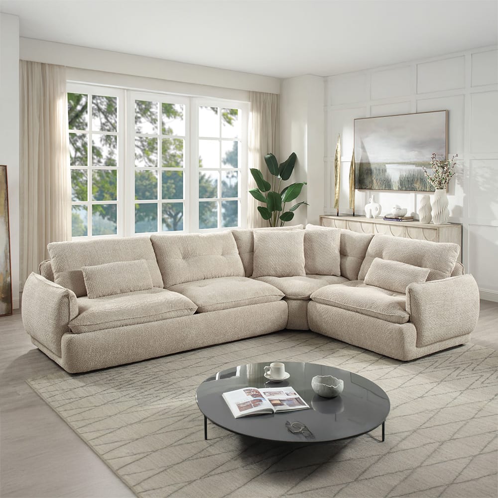 ACME Furniture - Jonina - Sectional Sofa w/4 Pillows - Beige Chenille - LV04840 view 5