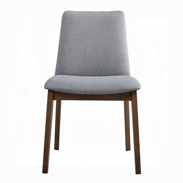 ACME Furniture - kaela Side Chair (Set of 2) - Light Gray Fabric & Walnut Finish - DN02926 view 3