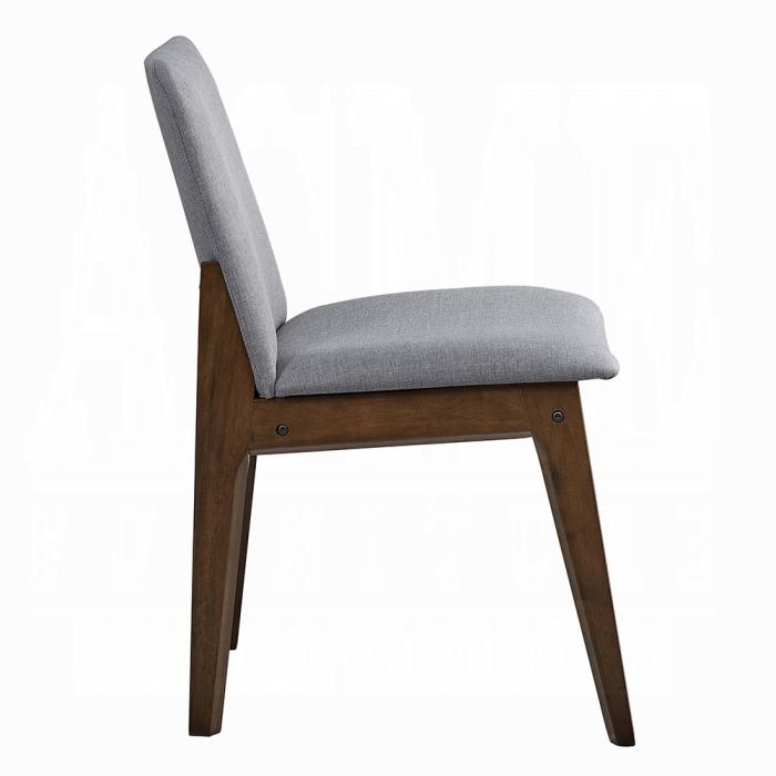 ACME Furniture - kaela Side Chair (Set of 2) - Light Gray Fabric & Walnut Finish - DN02926 view 4