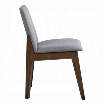 ACME Furniture - kaela Side Chair (Set of 2) - Light Gray Fabric & Walnut Finish - DN02926 view 4