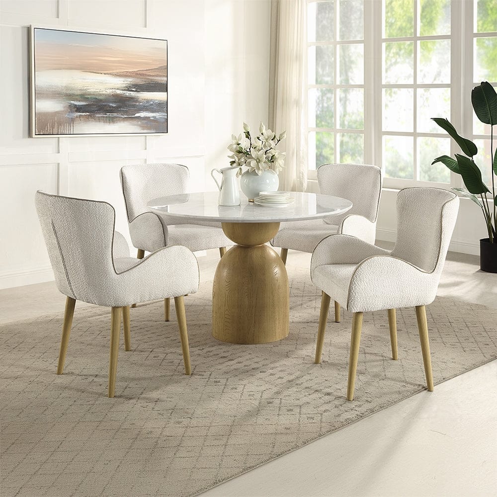 ACME Furniture - Kala Round Dining Table w/Marble Top - Natural Marble Top & Oak Finish - DN02390 view 4